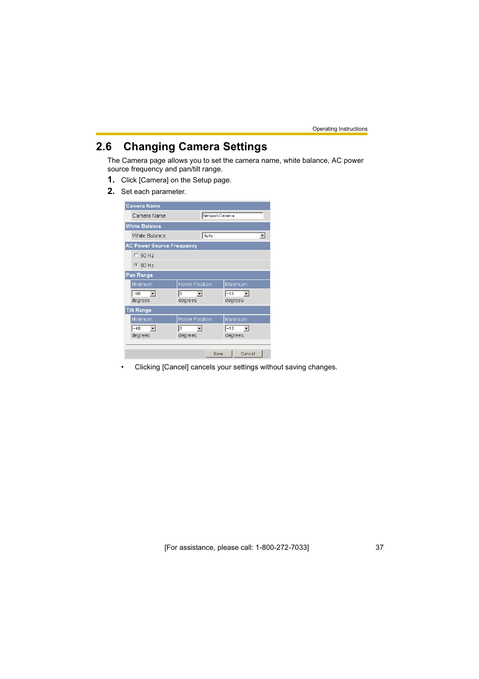 6 changing camera settings | Panasonic BL-C10A User Manual | Page 37 / 104