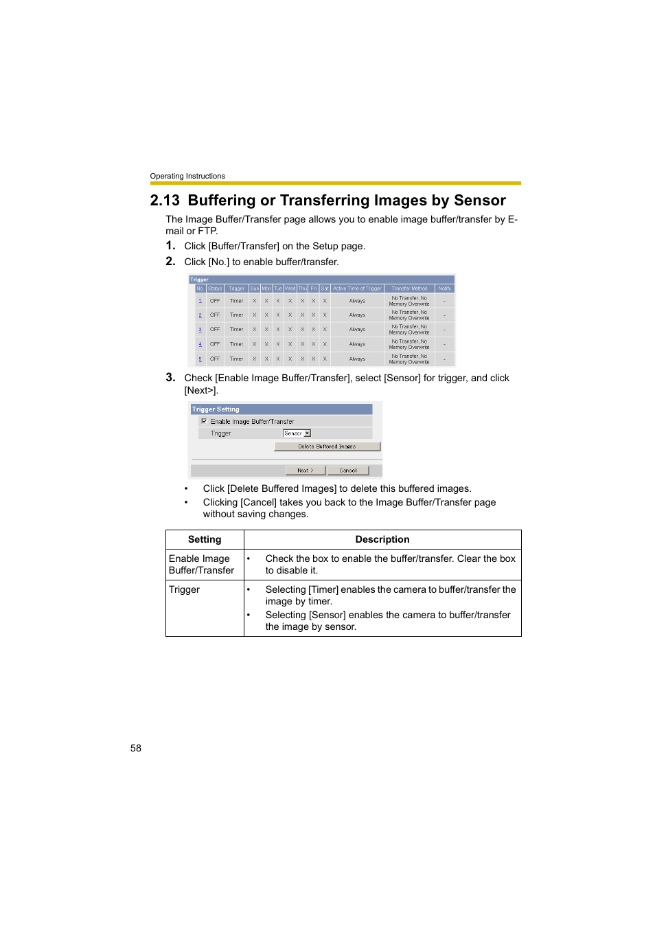 13 buffering or transferring images by sensor, E 58, Ge 58) | Panasonic BL-C10A User Manual | Page 58 / 104