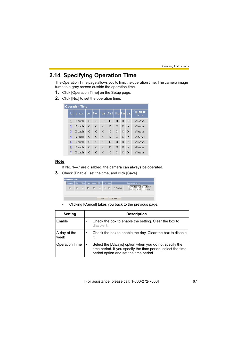 14 specifying operation time | Panasonic BL-C10A User Manual | Page 67 / 104