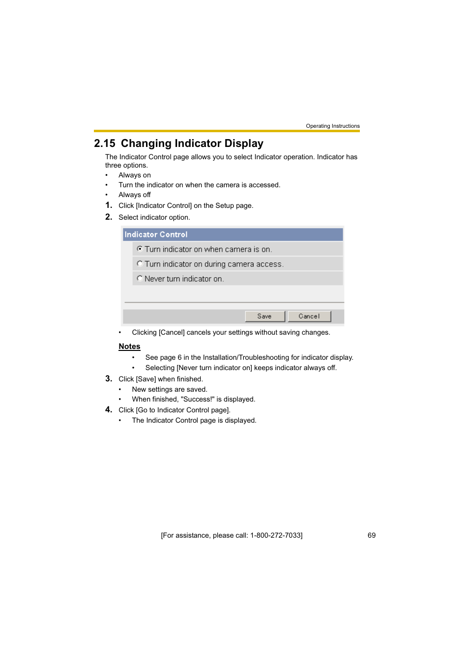 15 changing indicator display | Panasonic BL-C10A User Manual | Page 69 / 104