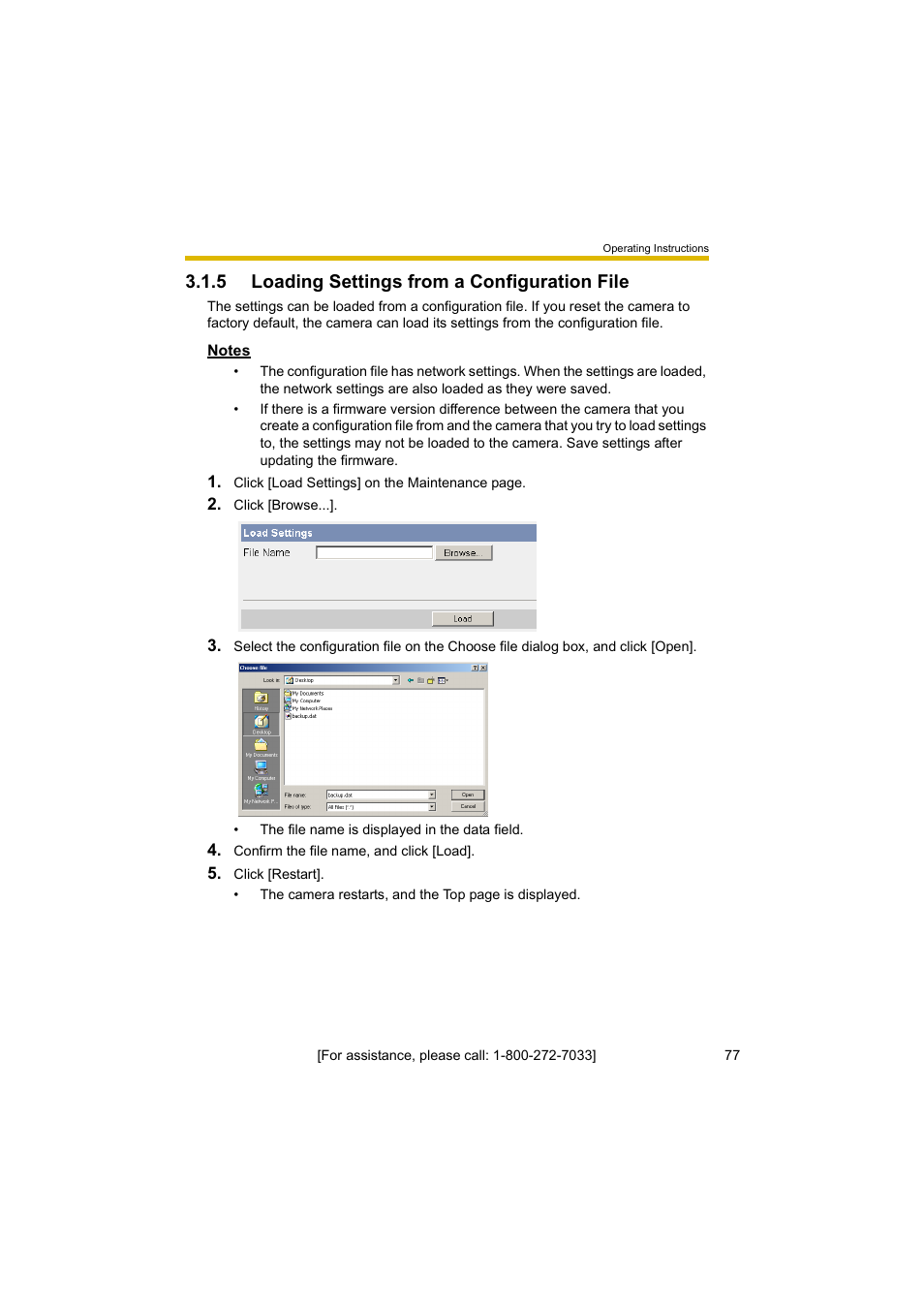 5 loading settings from a configuration file | Panasonic BL-C10A User Manual | Page 77 / 104