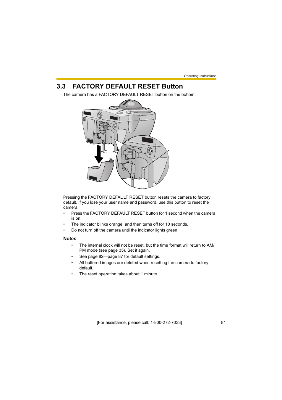 3 factory default reset button | Panasonic BL-C10A User Manual | Page 81 / 104