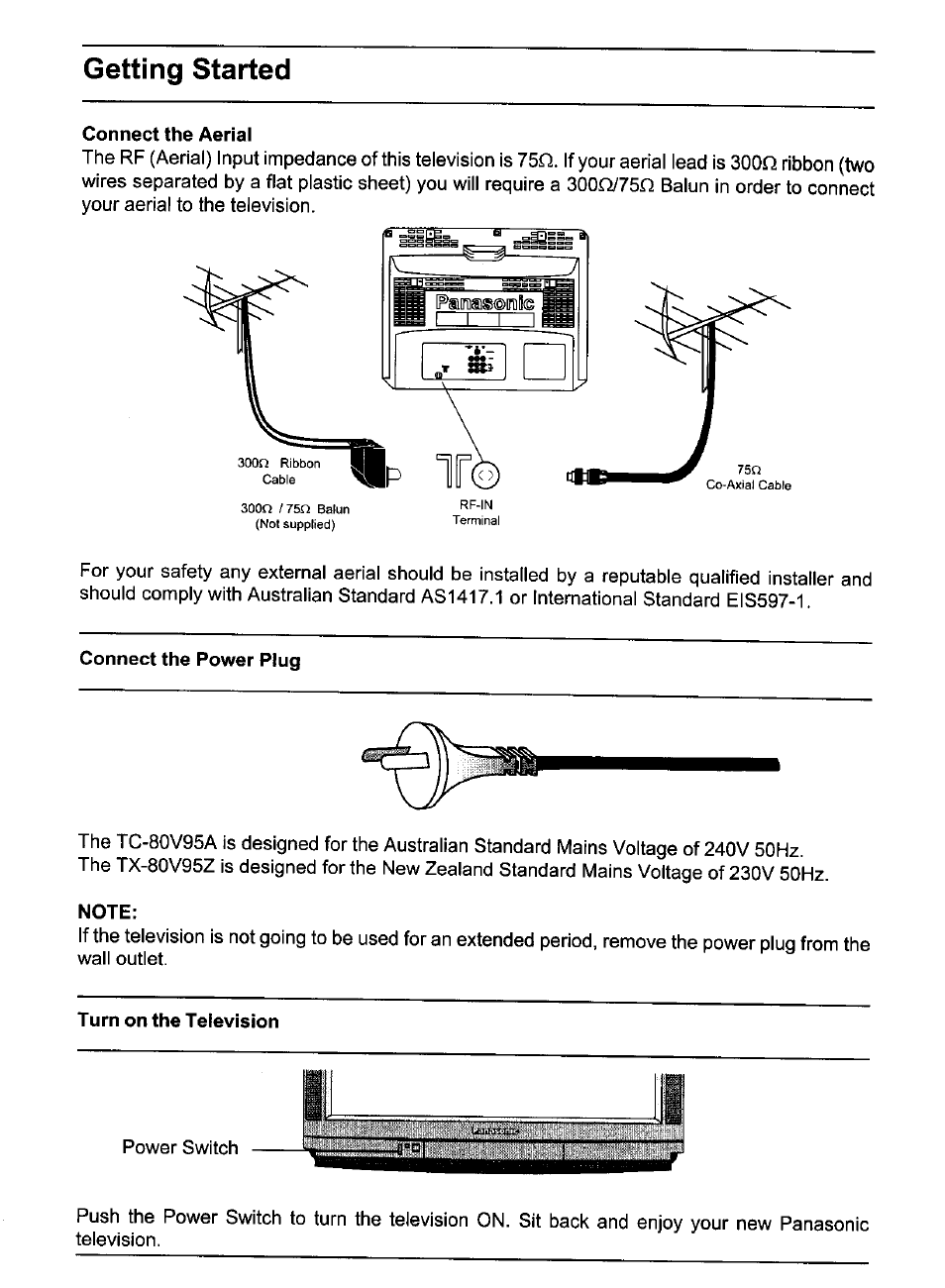 Getting started | Panasonic TX-80V95Z User Manual | Page 3 / 21