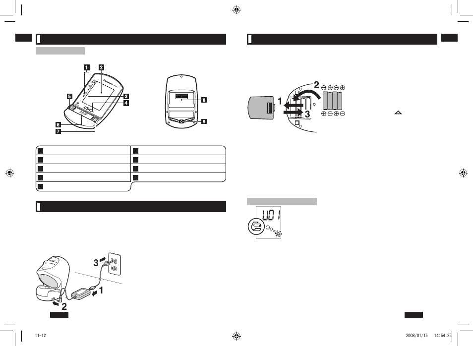 Parts identification, When using the main unit with the ac adapter, When using the main unit with batteries | Panasonic EW3153 User Manual | Page 12 / 36