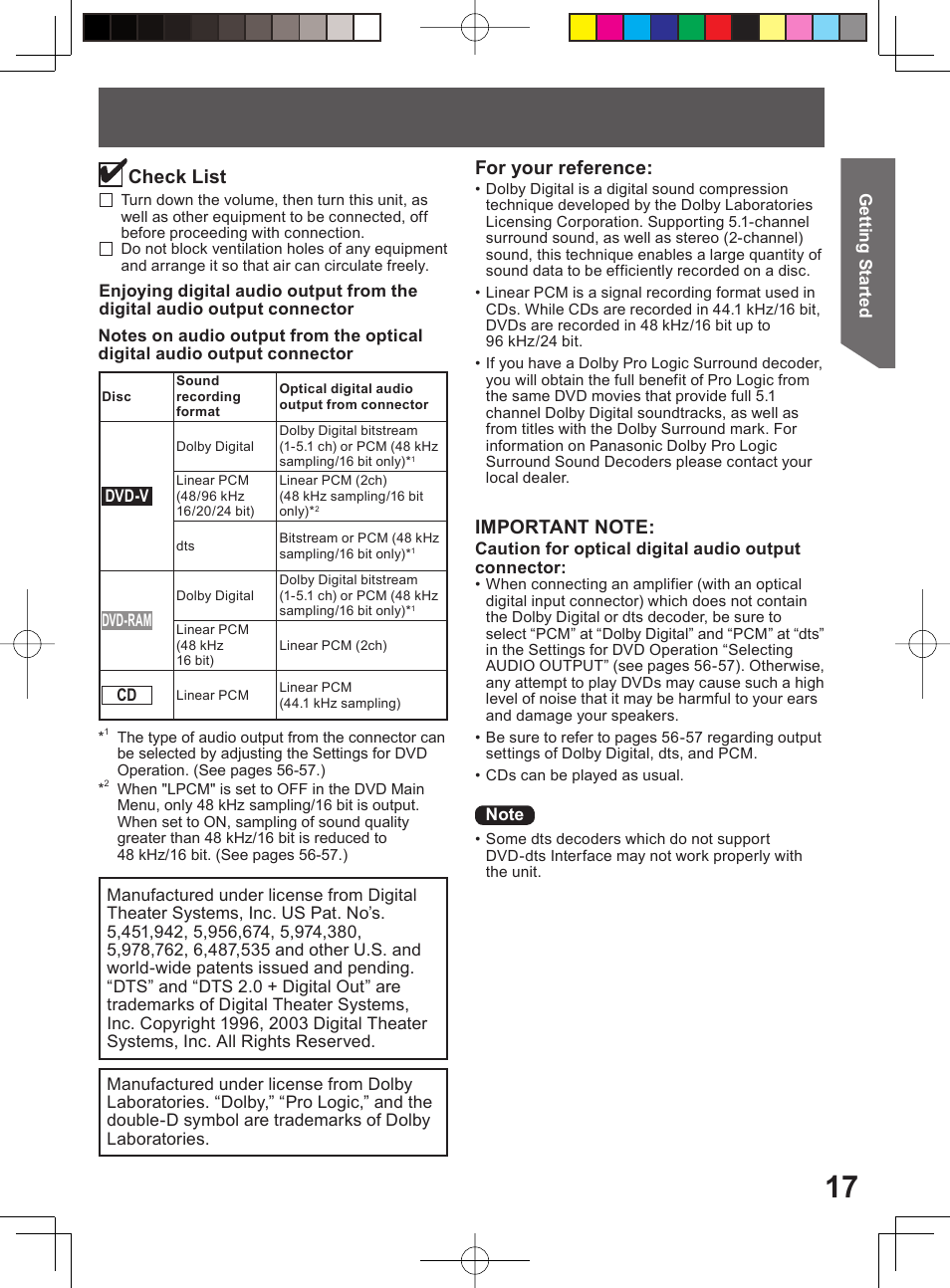 For your reference, Check list | Panasonic PV-27DF4 User Manual | Page 17 / 76