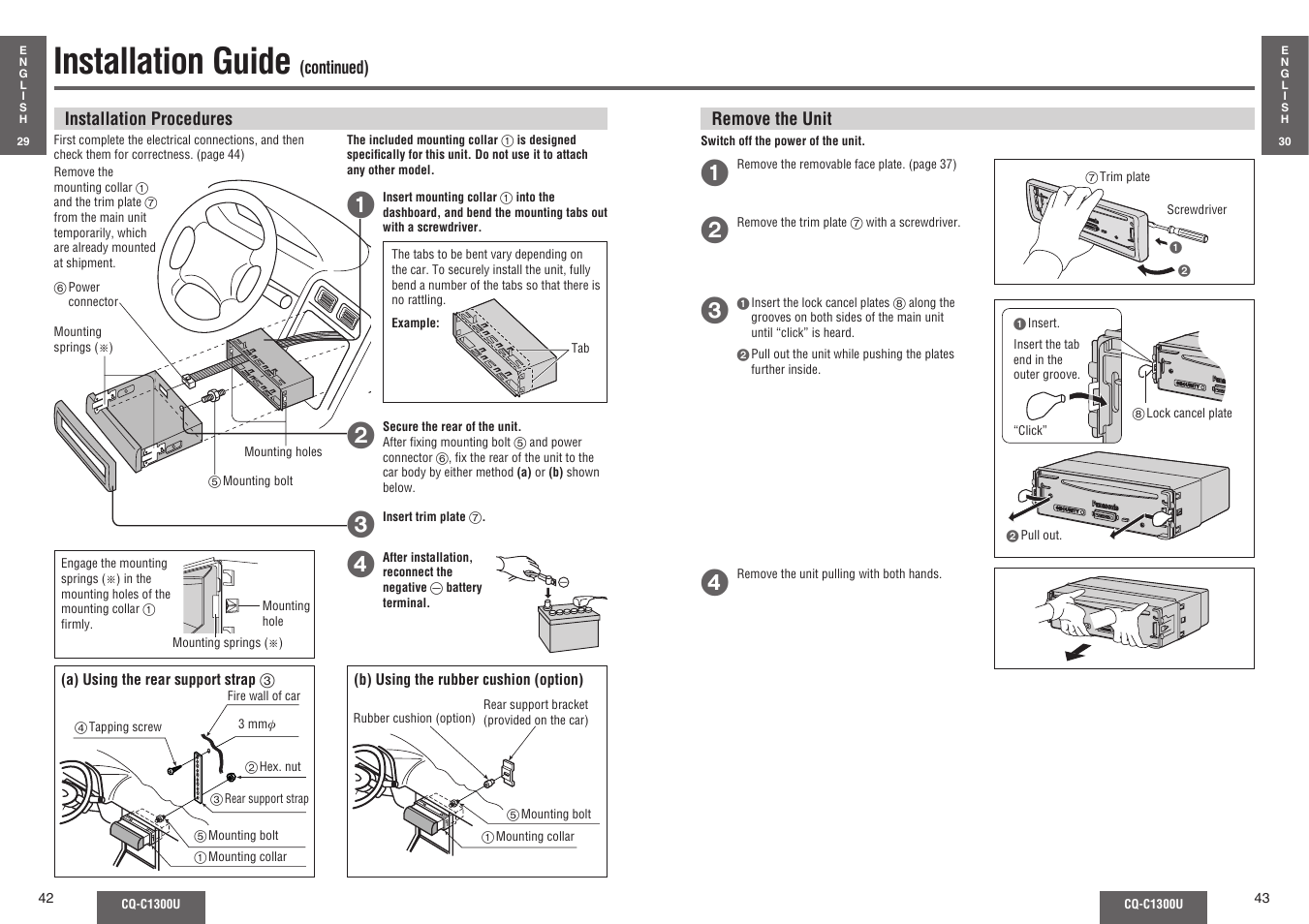 Installation guide | Panasonic CQ-C1300U User Manual | Page 18 / 21