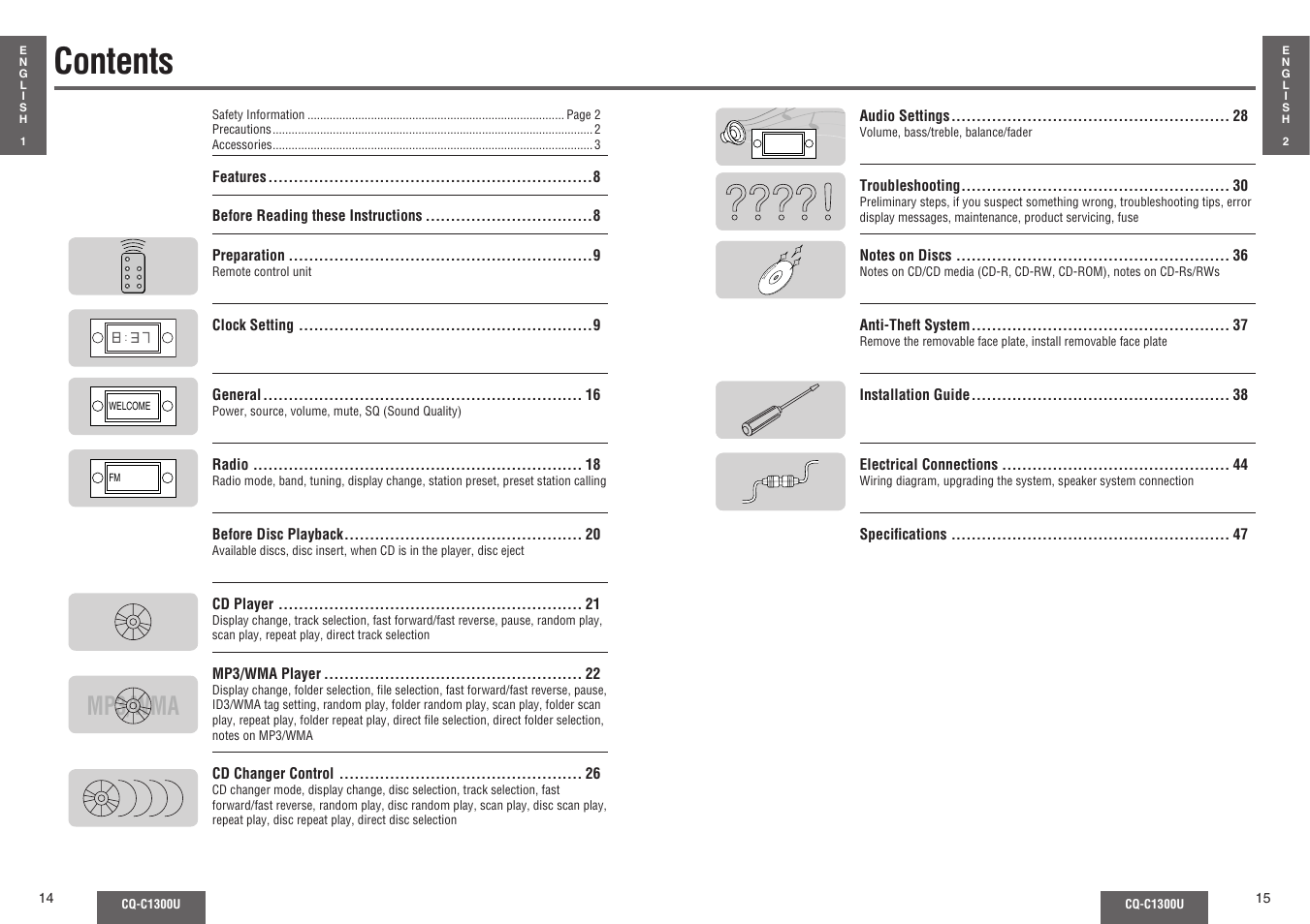 Panasonic CQ-C1300U User Manual | Page 4 / 21