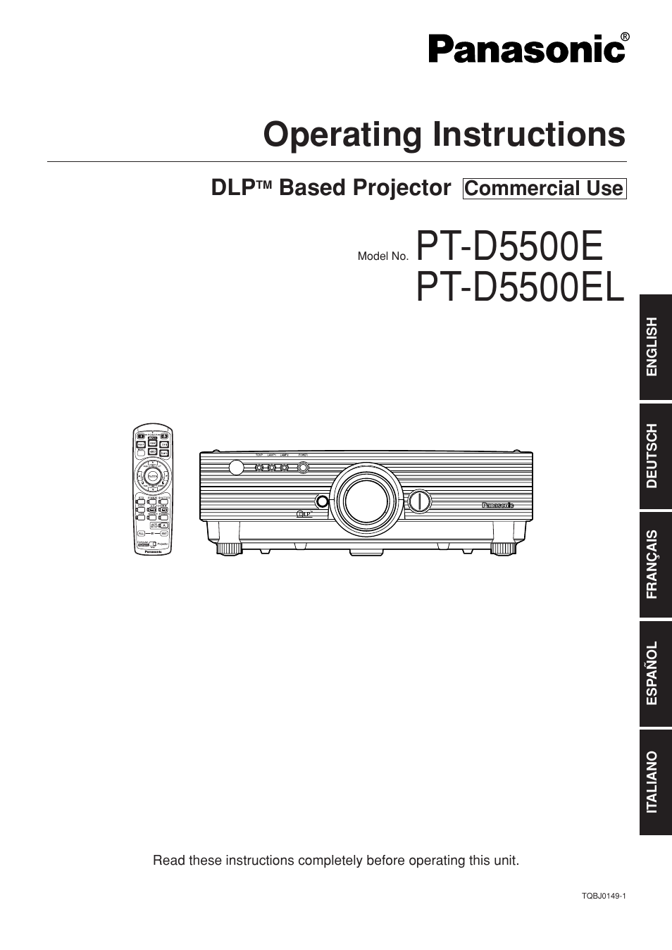 Panasonic PT-D5500EL User Manual | 60 pages