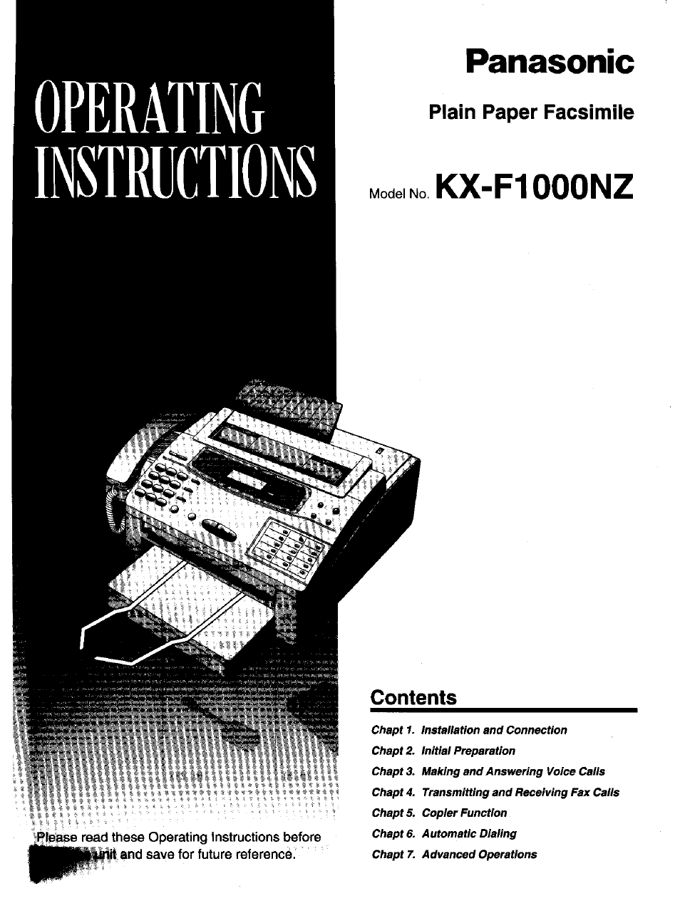 Panasonic KX-F1000NZ User Manual | 64 pages