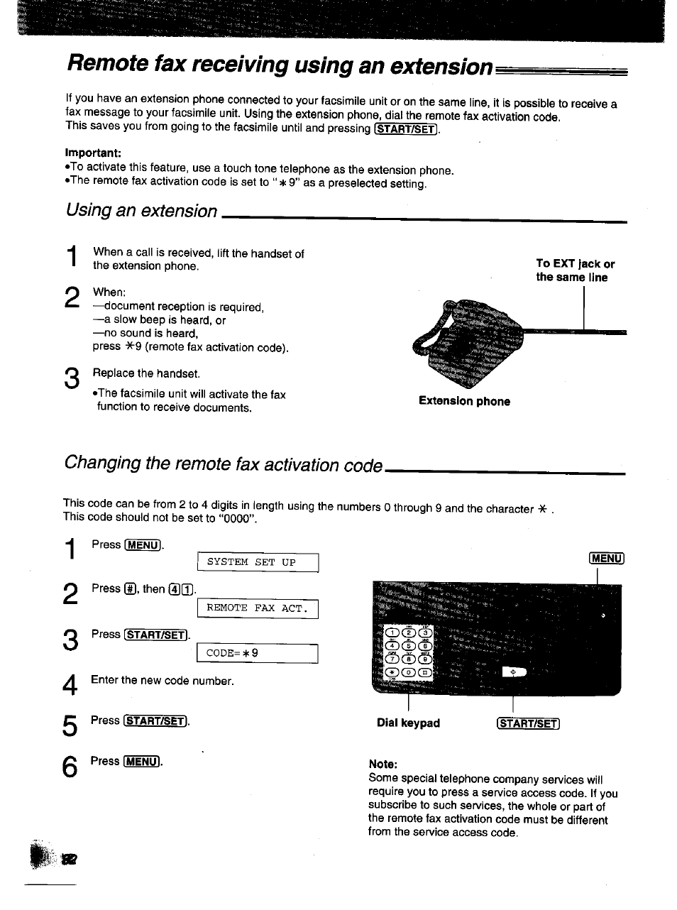 Remote fax receiving using an extension | Panasonic KX-F1000NZ User Manual | Page 32 / 64