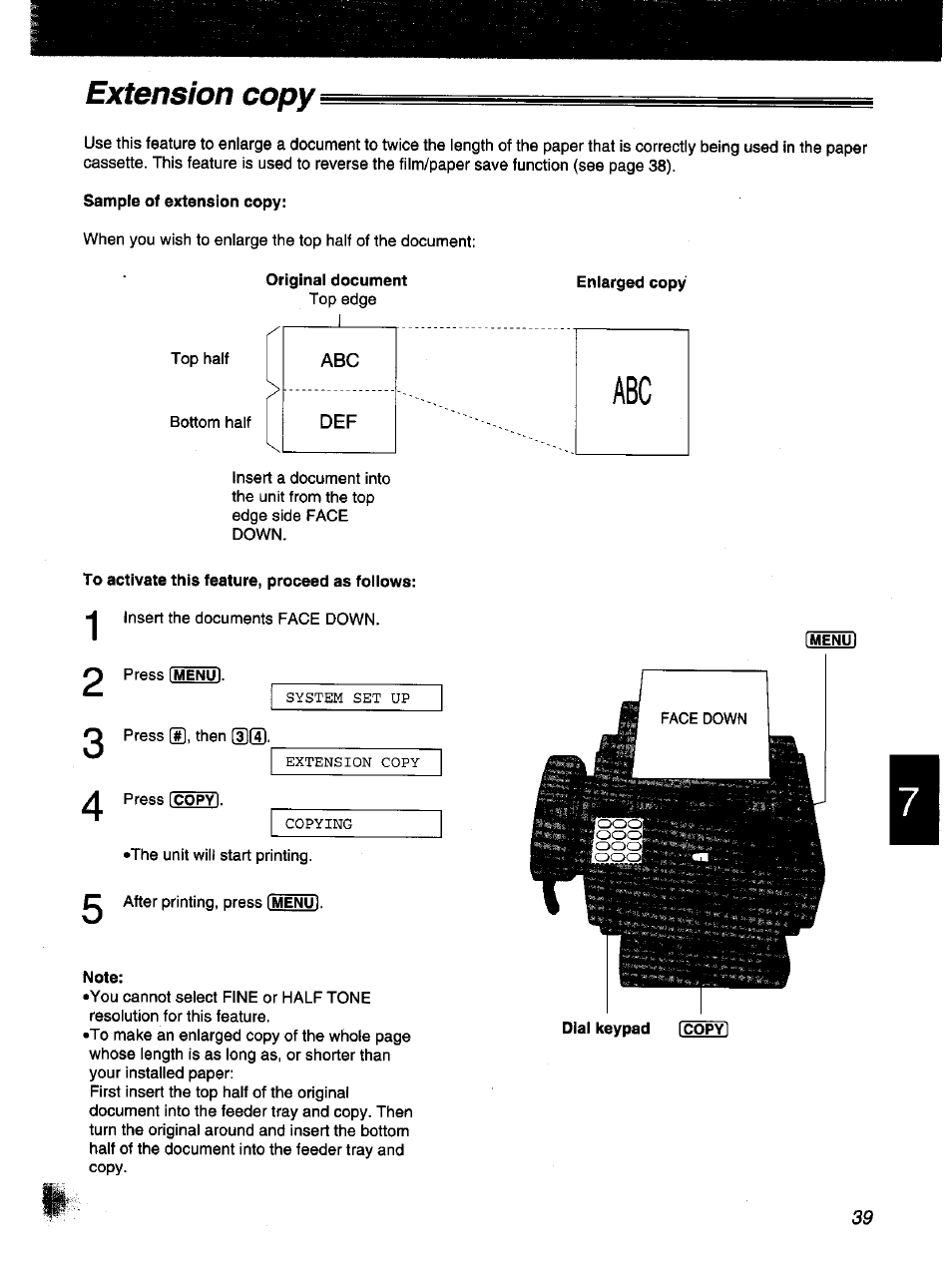 Extension copy | Panasonic KX-F1000NZ User Manual | Page 39 / 64