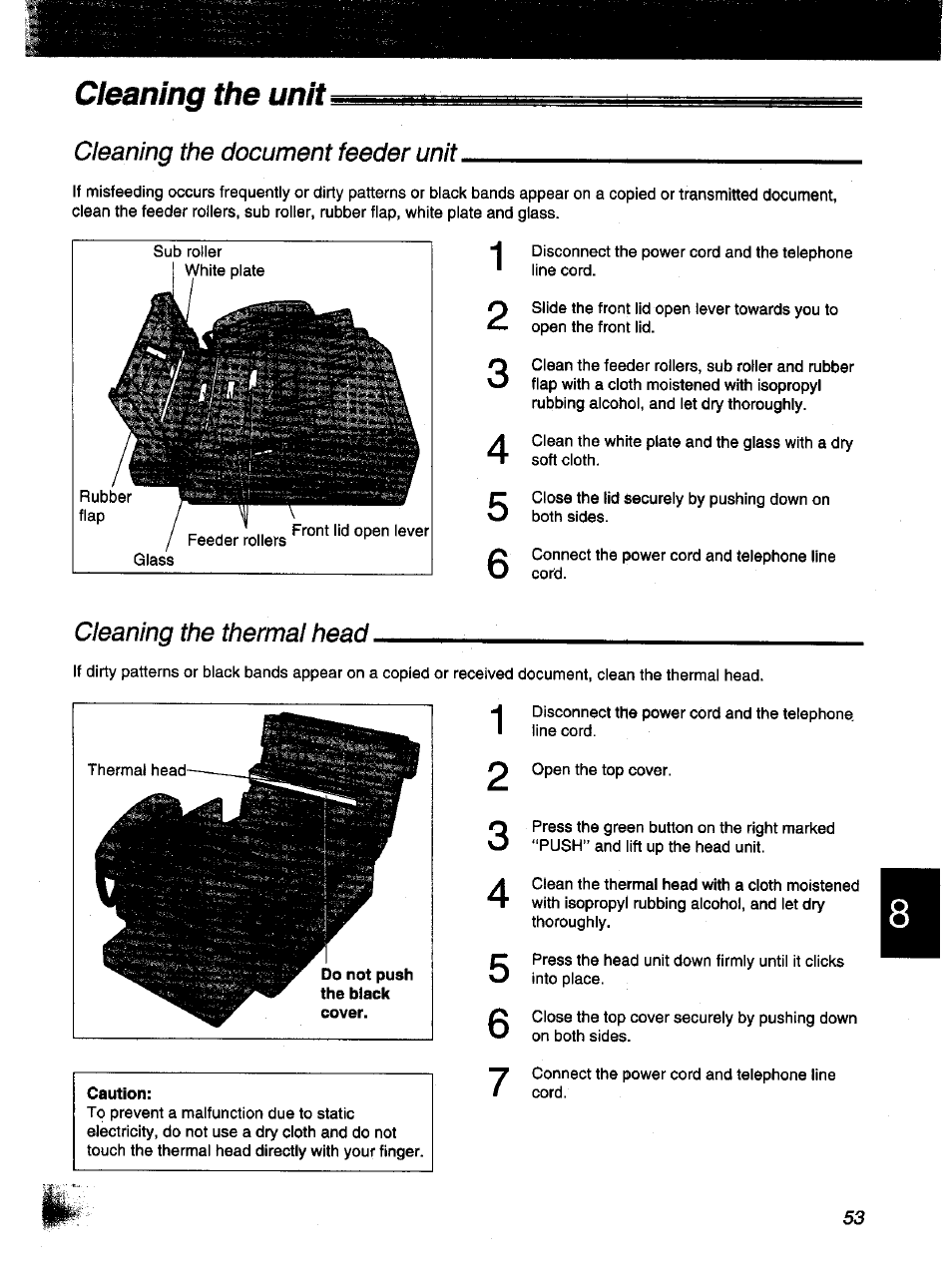 Cleaning the unit | Panasonic KX-F1000NZ User Manual | Page 53 / 64