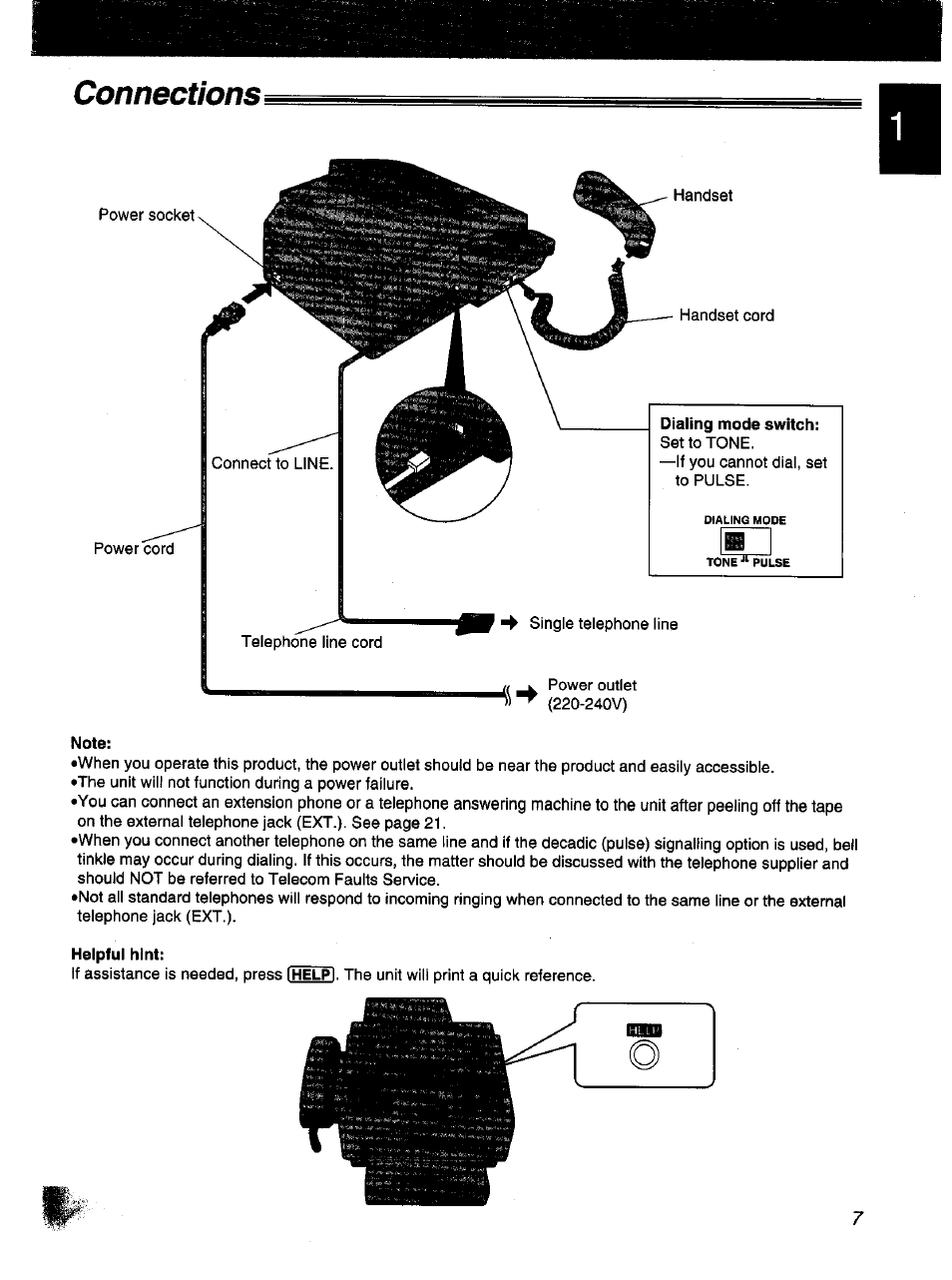 Connections | Panasonic KX-F1000NZ User Manual | Page 7 / 64