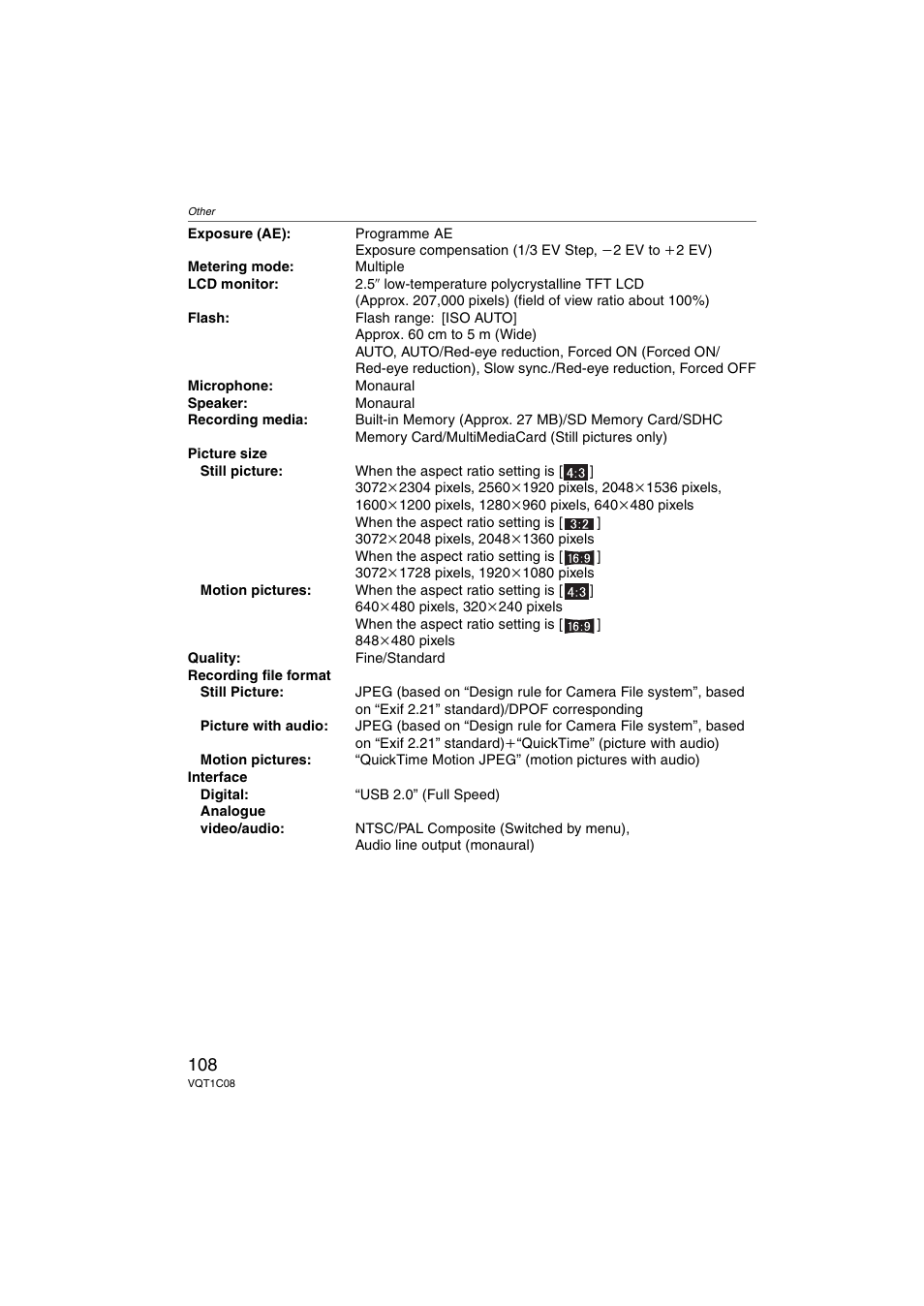 Panasonic DMC-FX30 User Manual | Page 108 / 112