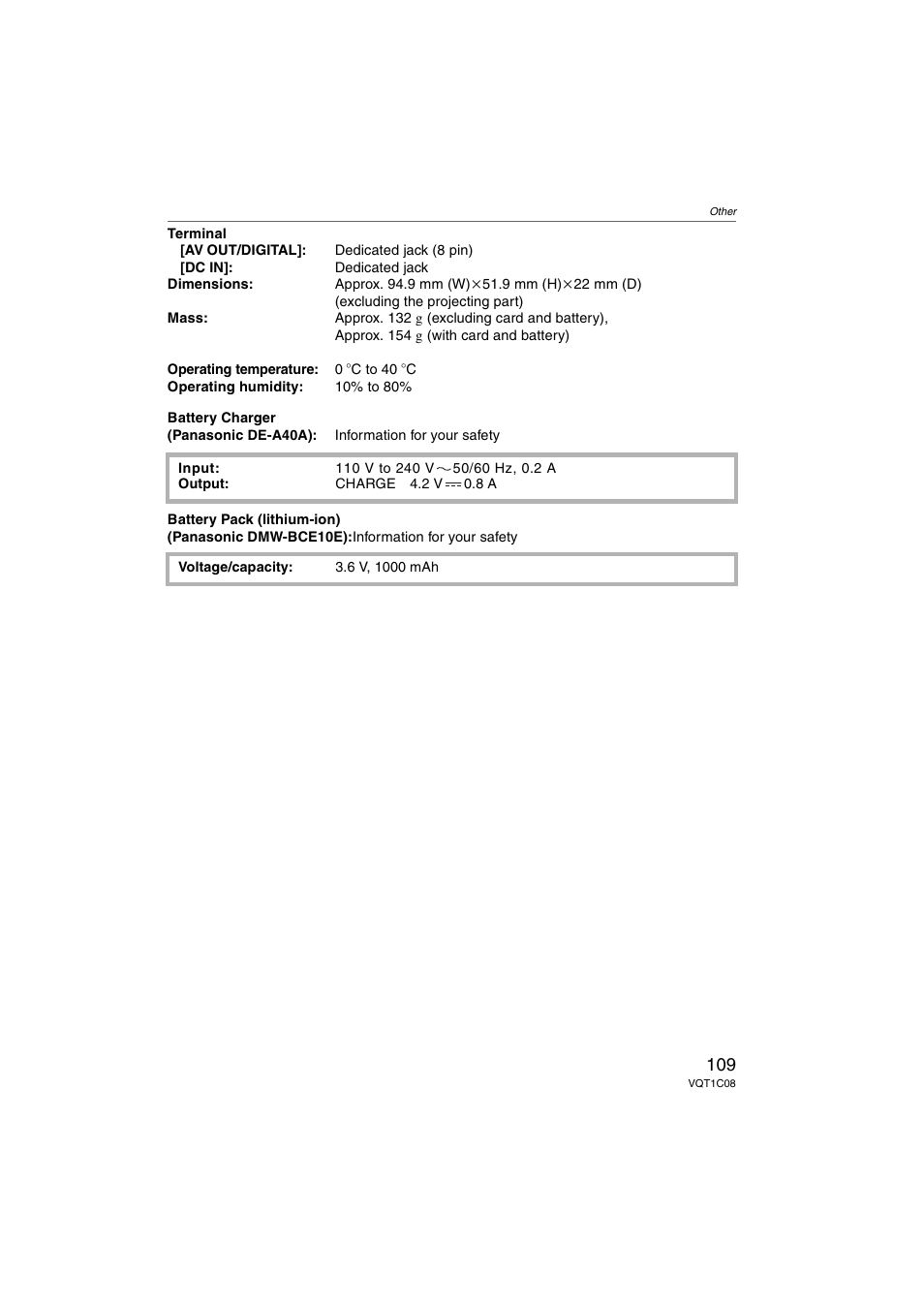 Panasonic DMC-FX30 User Manual | Page 109 / 112