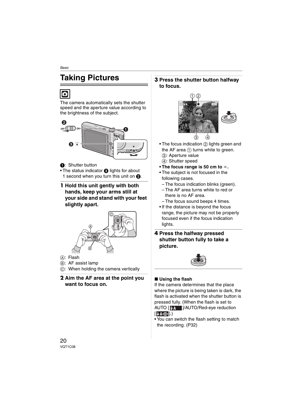 Taking pictures | Panasonic DMC-FX30 User Manual | Page 20 / 112