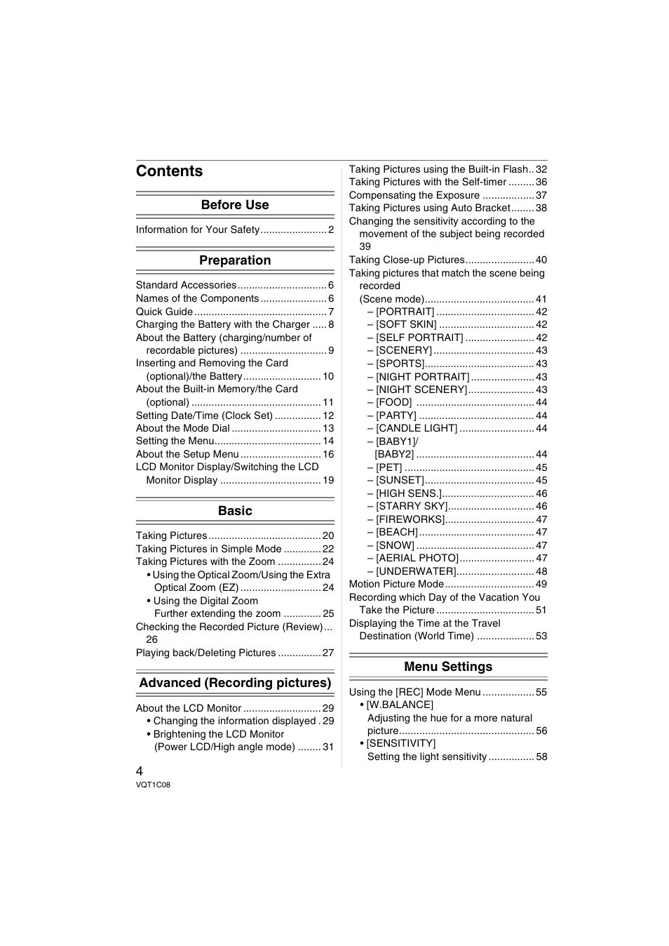 Panasonic DMC-FX30 User Manual | Page 4 / 112