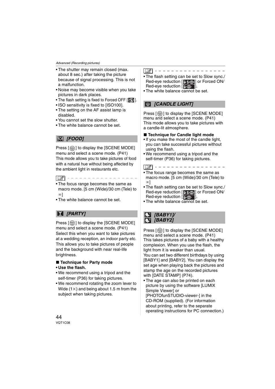 Panasonic DMC-FX30 User Manual | Page 44 / 112