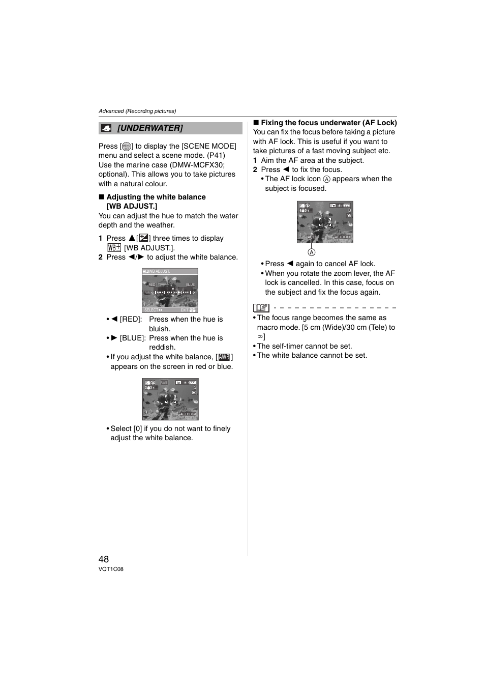Underwater | Panasonic DMC-FX30 User Manual | Page 48 / 112