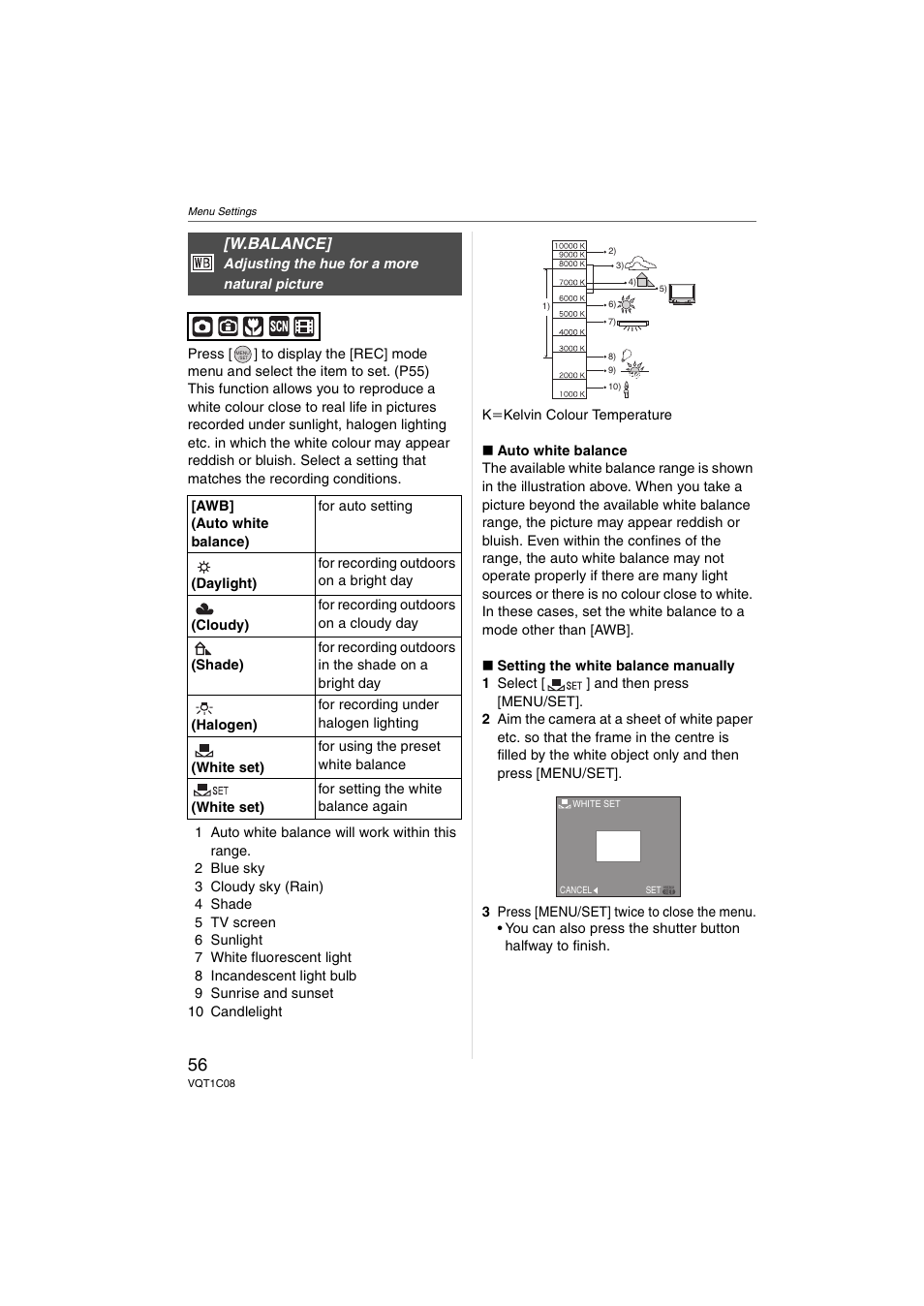 W.balance | Panasonic DMC-FX30 User Manual | Page 56 / 112