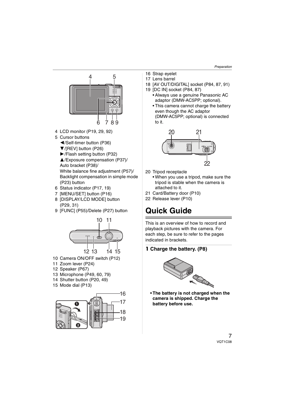 Quick guide | Panasonic DMC-FX30 User Manual | Page 7 / 112