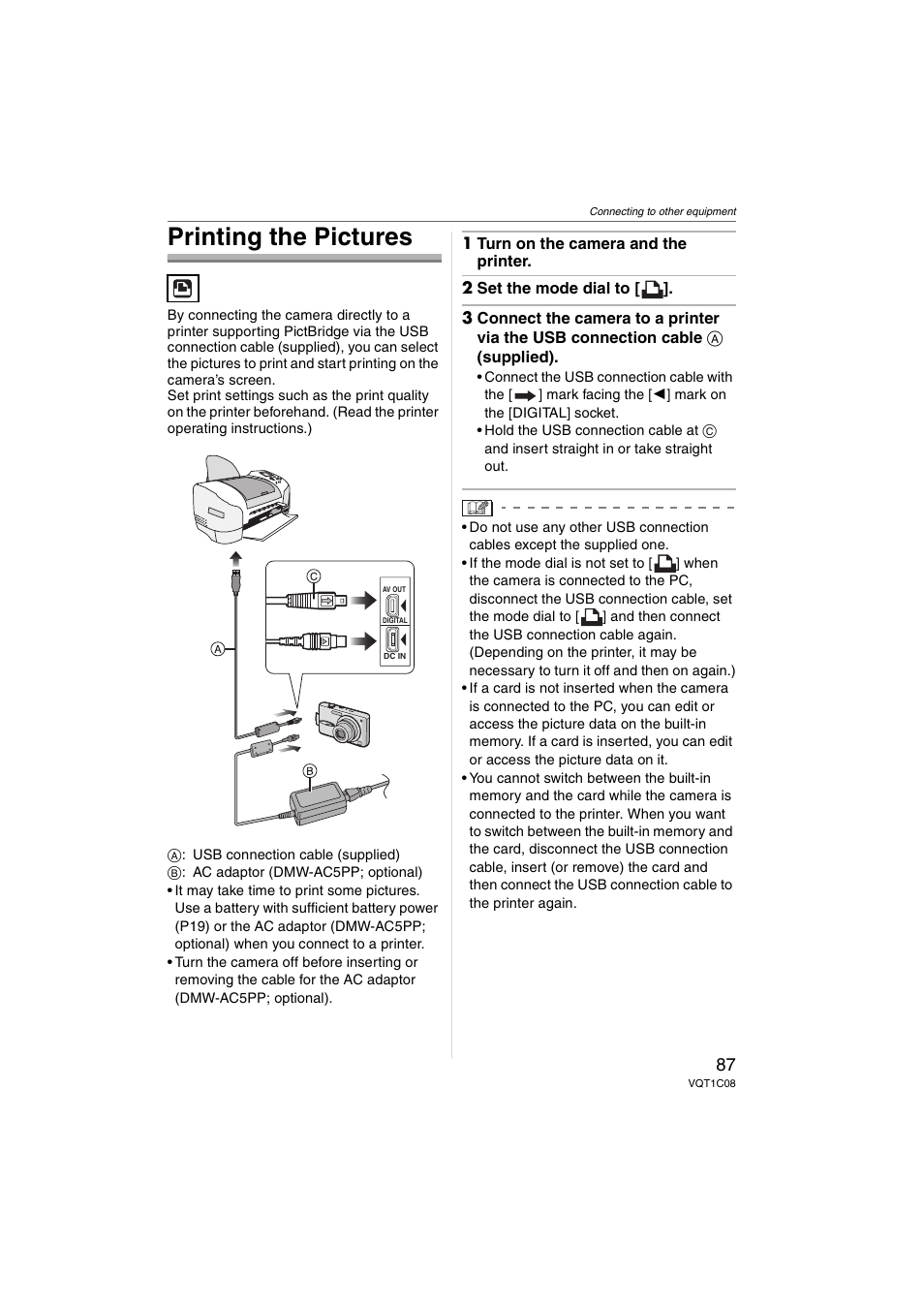 Printing the pictures | Panasonic DMC-FX30 User Manual | Page 87 / 112
