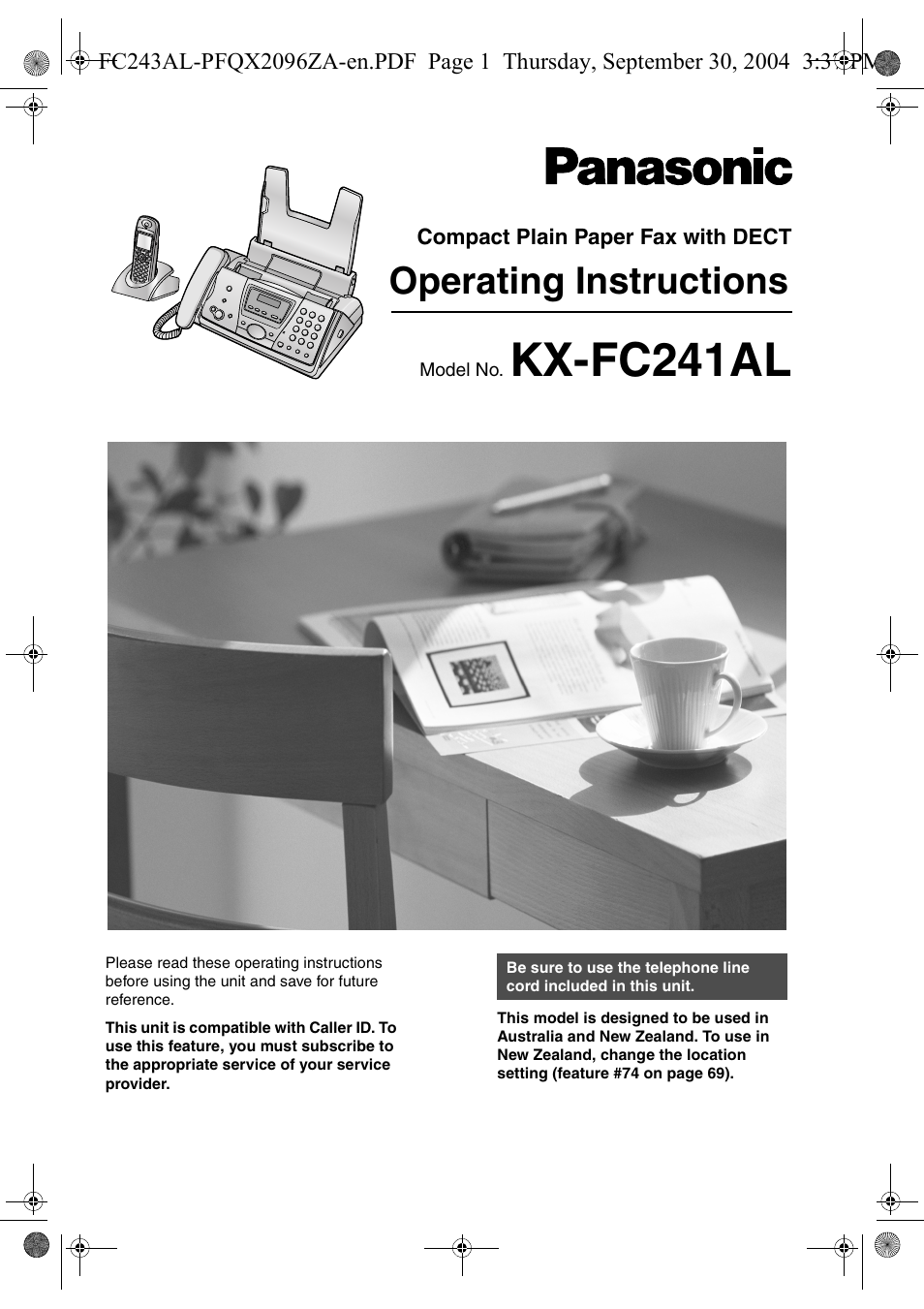 Panasonic KX-FC241AL User Manual | 114 pages