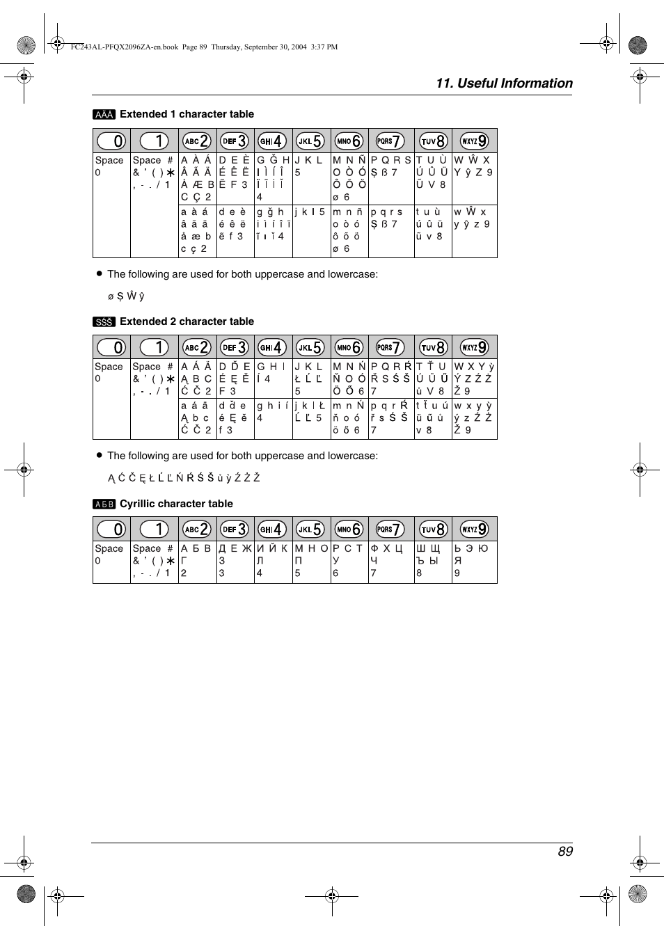 Useful information 89 | Panasonic KX-FC241AL User Manual | Page 91 / 114