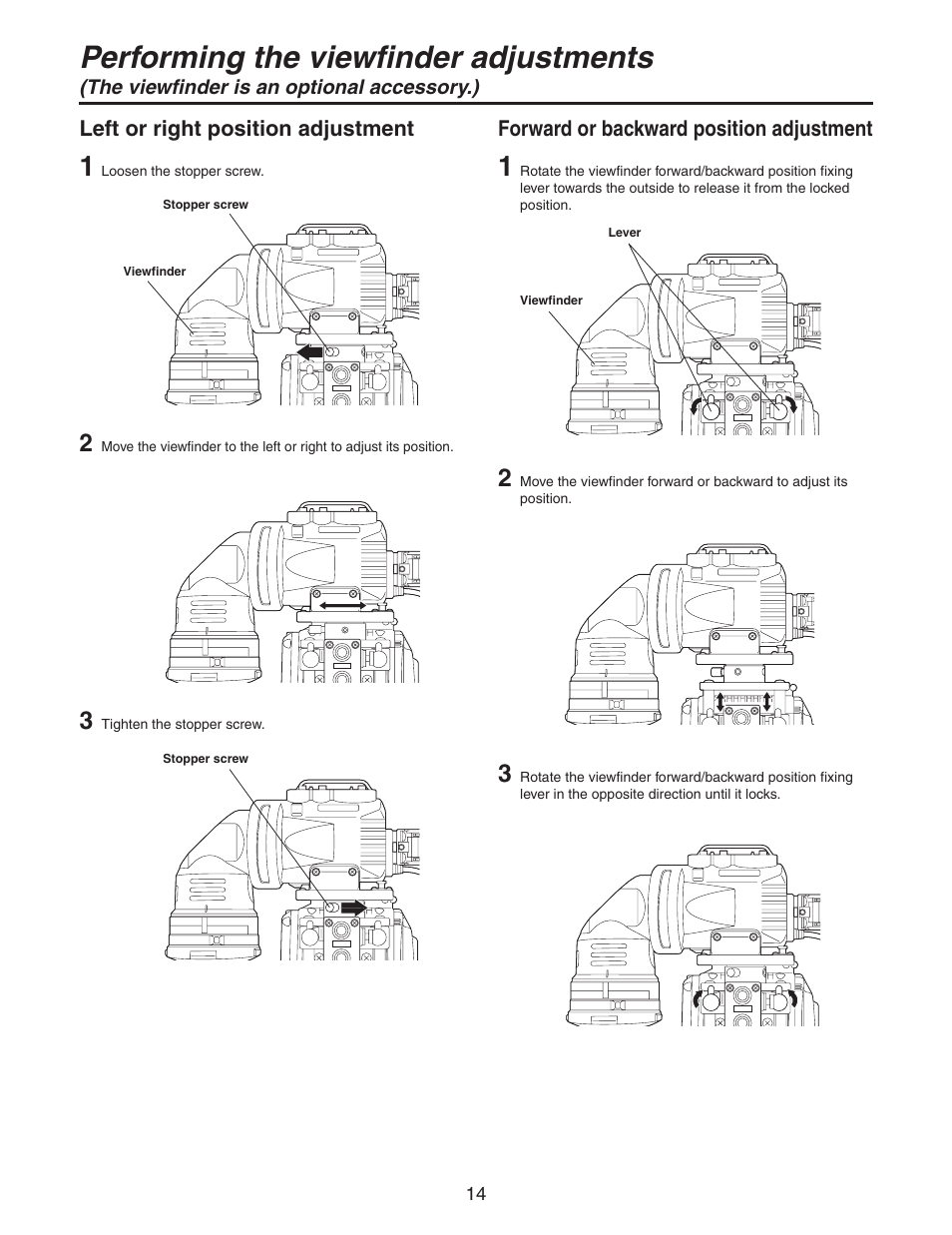 Performing the viewfinder adjustments | Panasonic AK-HC931BP User Manual | Page 14 / 32