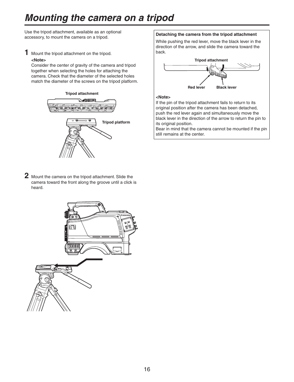 Mounting the camera on a tripod | Panasonic AK-HC931BP User Manual | Page 16 / 32