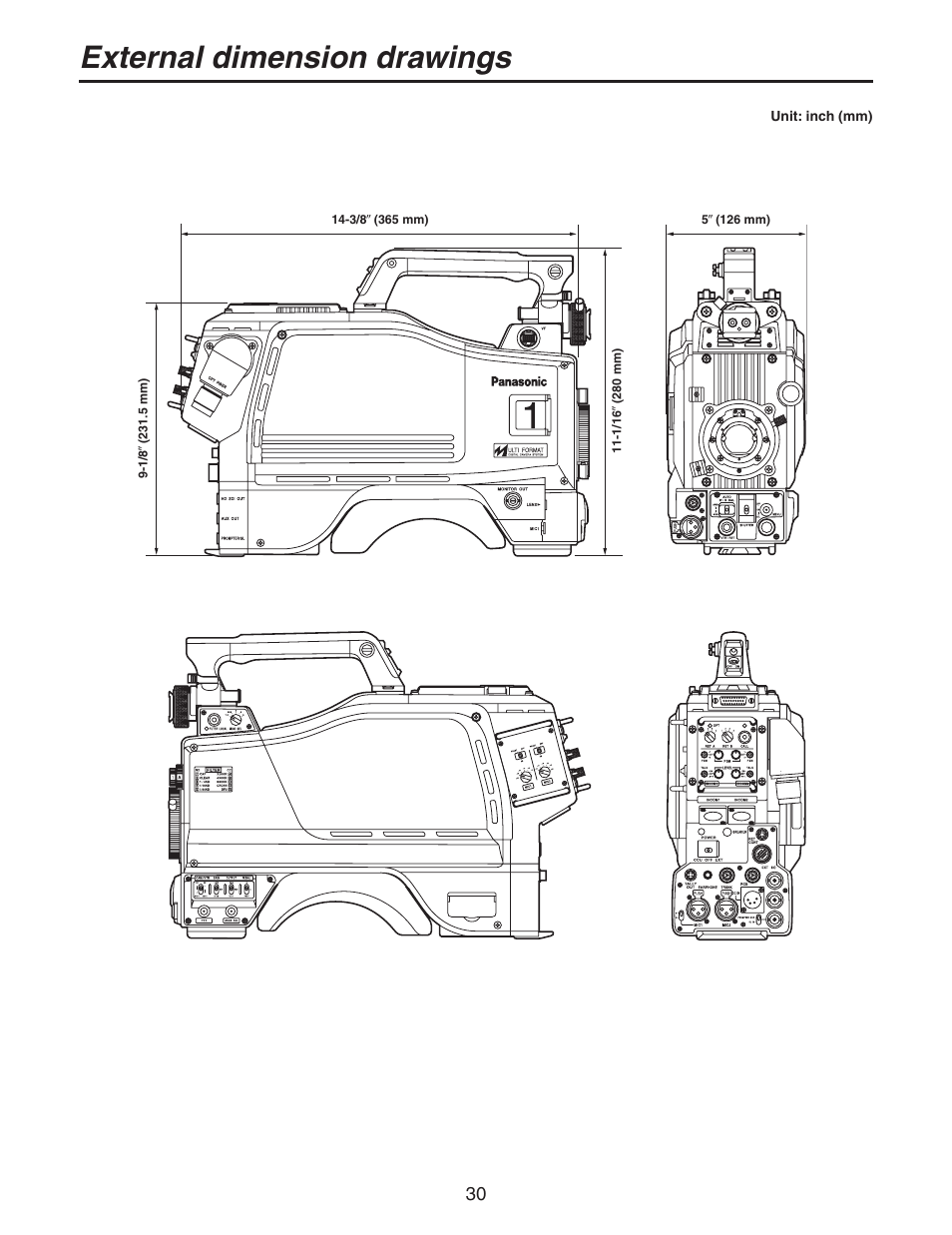 External dimension drawings | Panasonic AK-HC931BP User Manual | Page 30 / 32