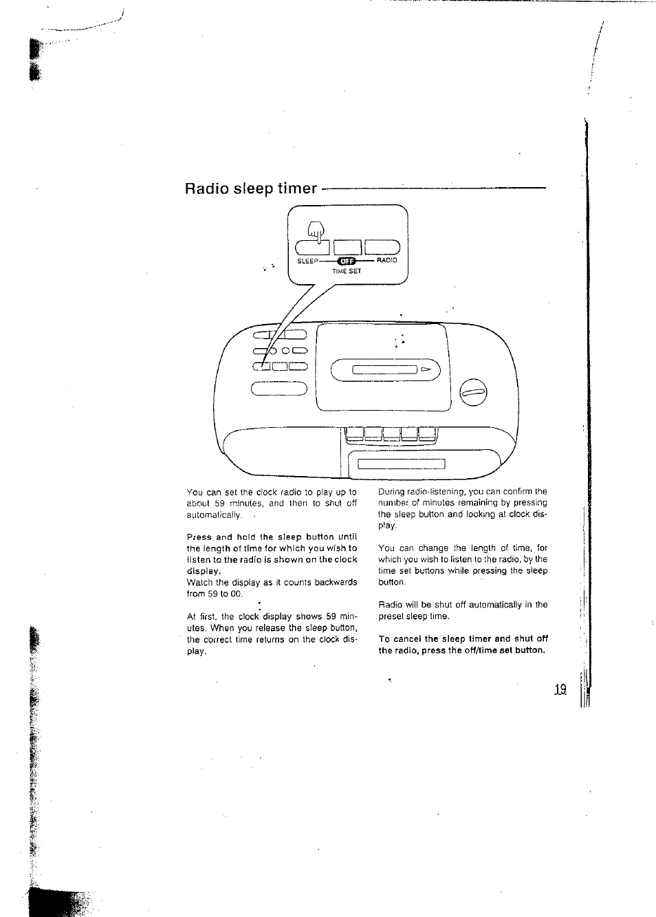 Radio sleep timer | Panasonic RCX160 User Manual | Page 19 / 23