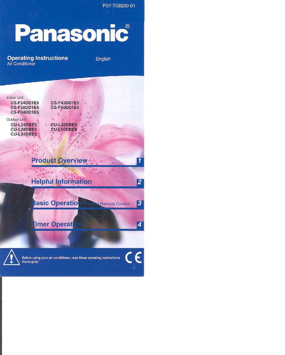 Panasonic CS-F24DD1ES User Manual | 12 pages