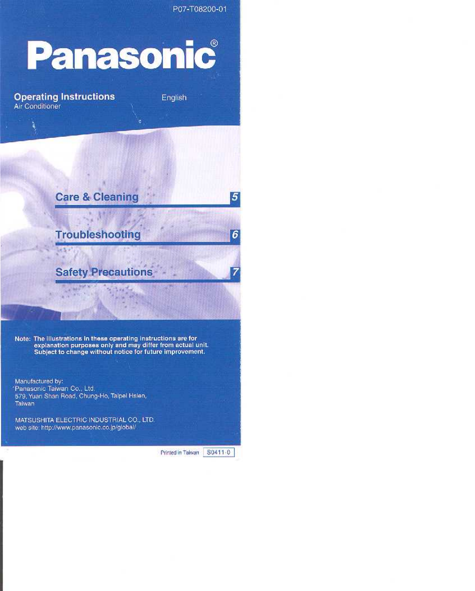 Panasonid, Operating instructions english, Care & cleaning | Troubleshooting, Safety precautions | Panasonic CS-F24DD1ES User Manual | Page 5 / 12