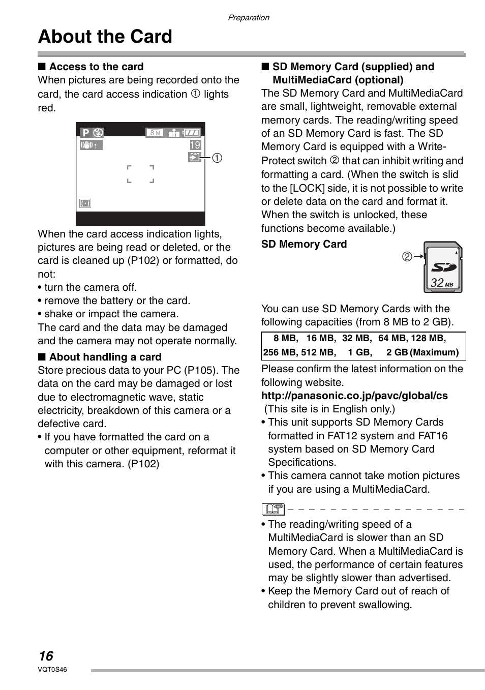 About the card | Panasonic DMC-LX1GN User Manual | Page 16 / 128