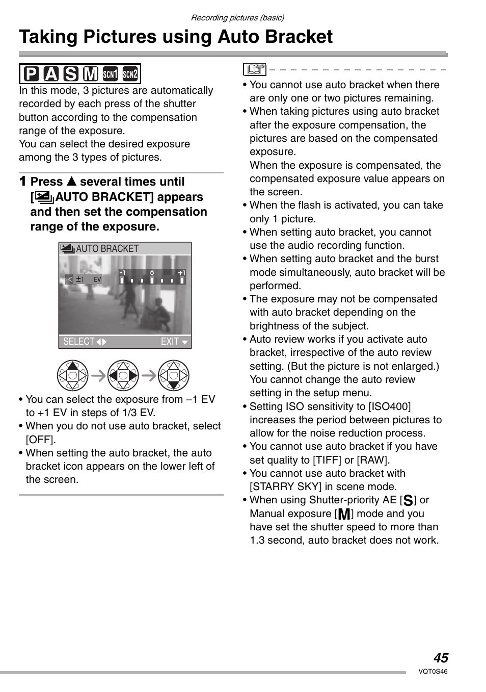 Taking pictures using auto bracket | Panasonic DMC-LX1GN User Manual | Page 45 / 128