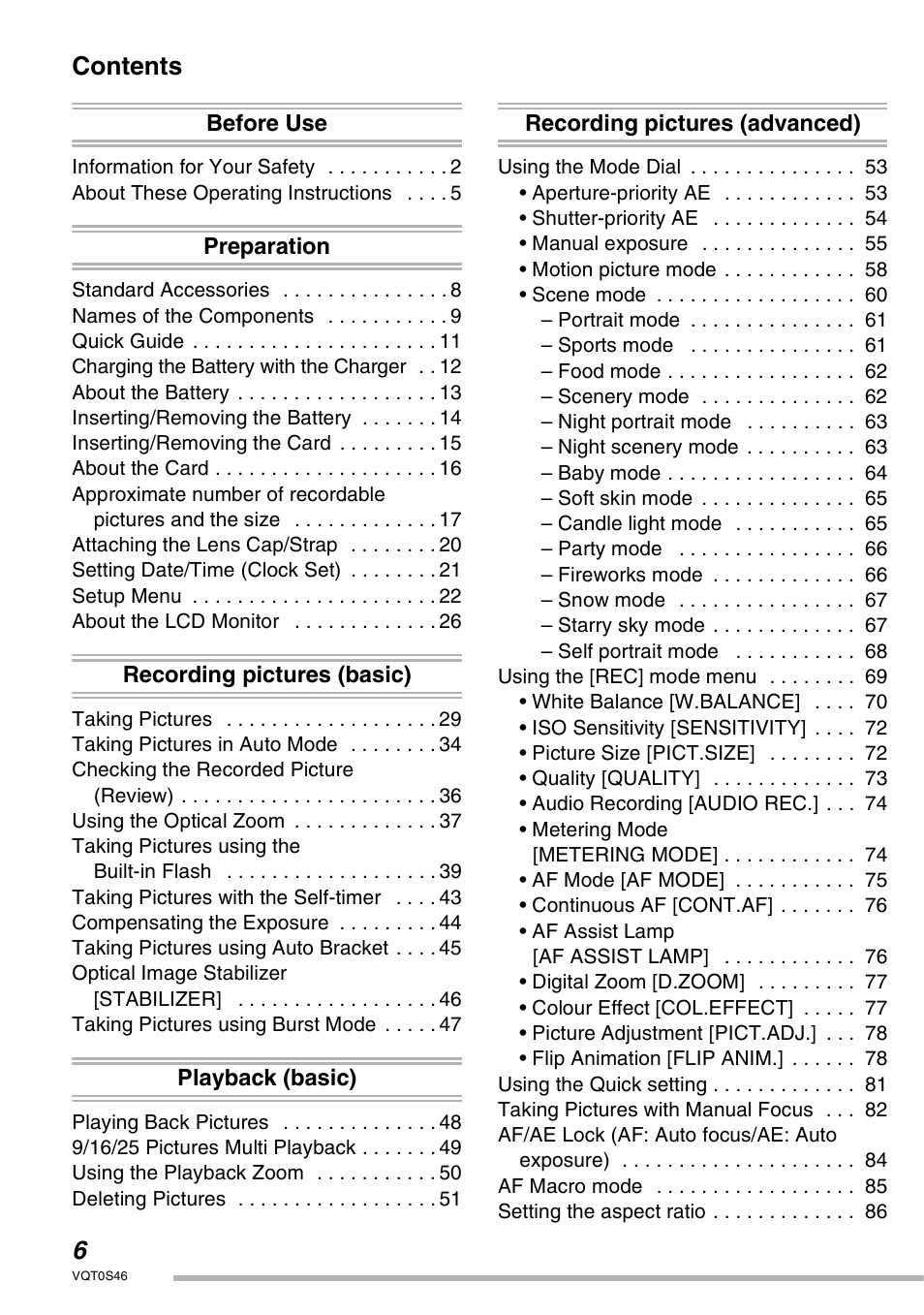 Panasonic DMC-LX1GN User Manual | Page 6 / 128