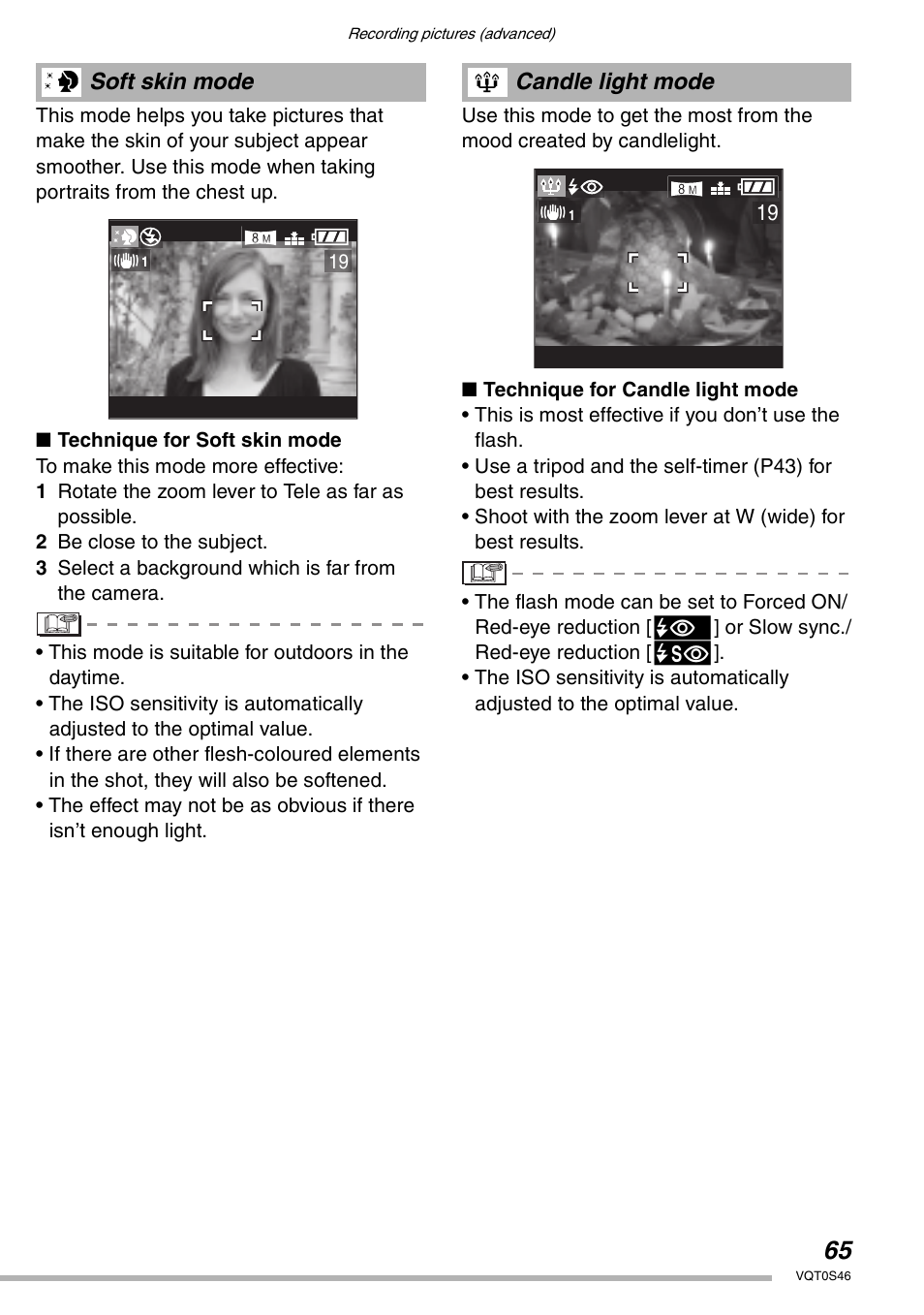 Soft skin mode, Candle light mode | Panasonic DMC-LX1GN User Manual | Page 65 / 128