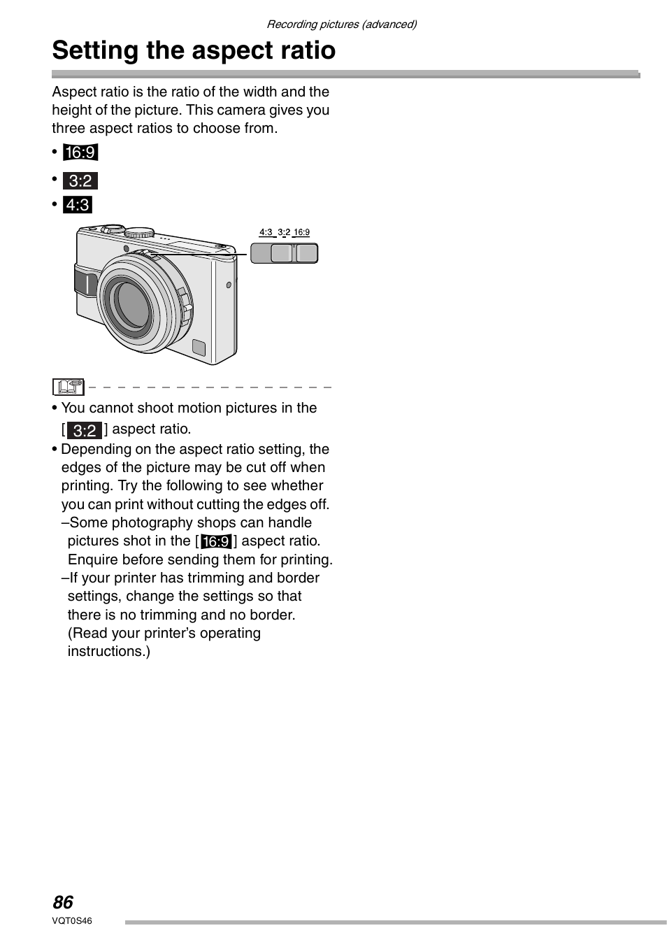 Setting the aspect ratio | Panasonic DMC-LX1GN User Manual | Page 86 / 128
