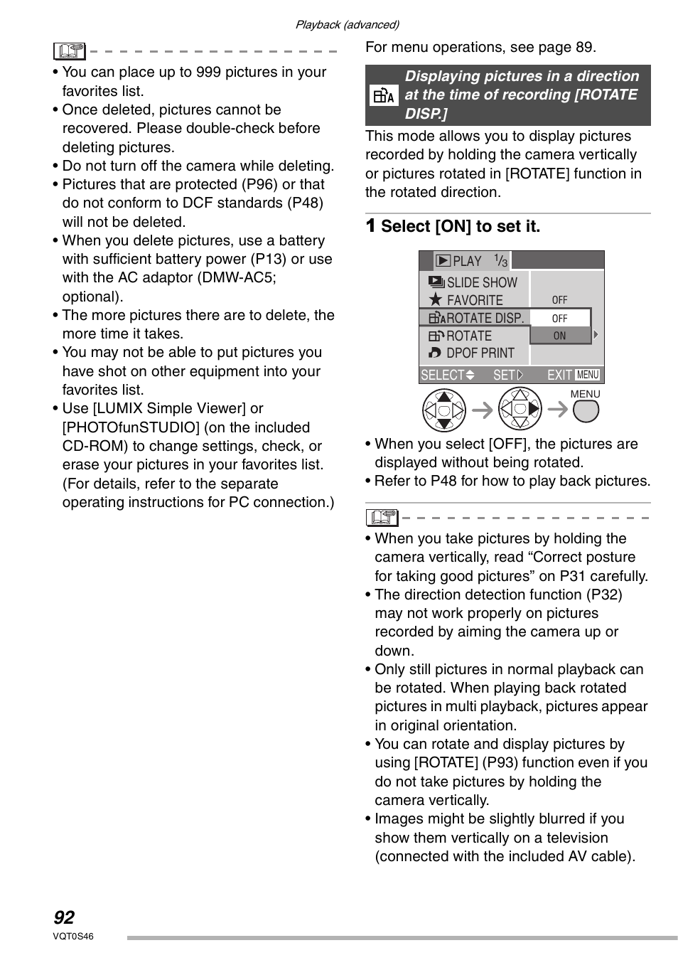 Select [on] to set it | Panasonic DMC-LX1GN User Manual | Page 92 / 128