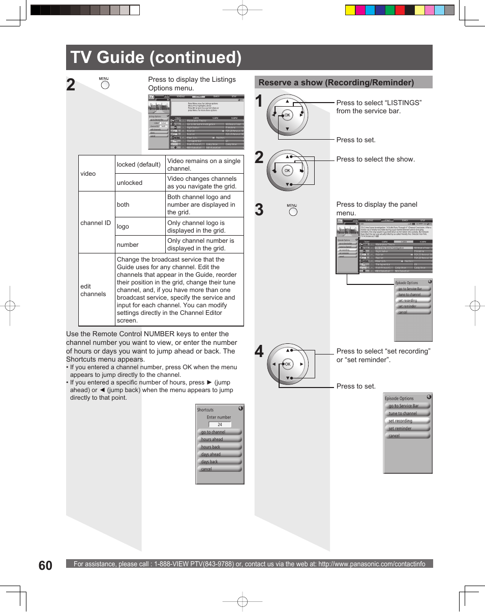 Tv guide (continued) | Panasonic PT 56DLX76 User Manual | Page 60 / 92