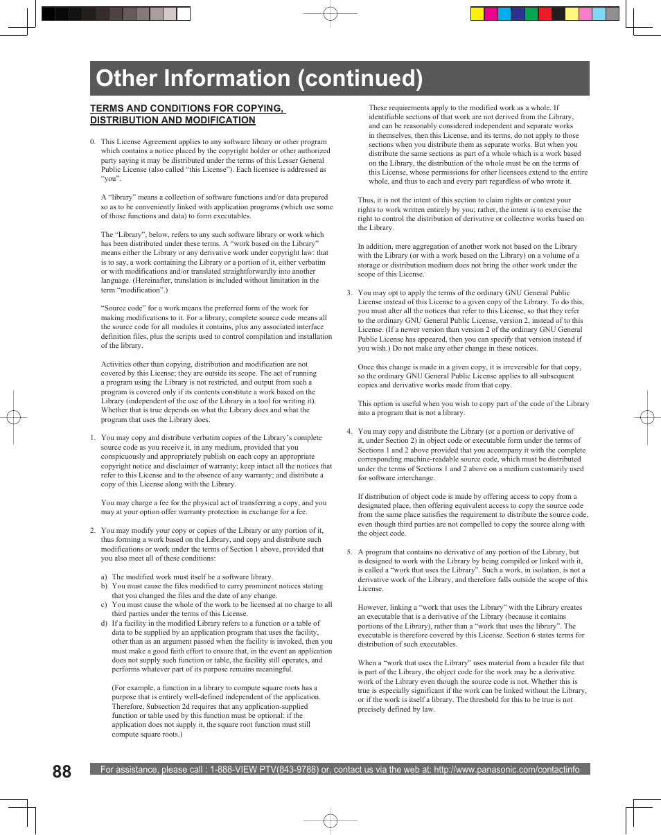 Other information (continued) | Panasonic PT 56DLX76 User Manual | Page 88 / 92