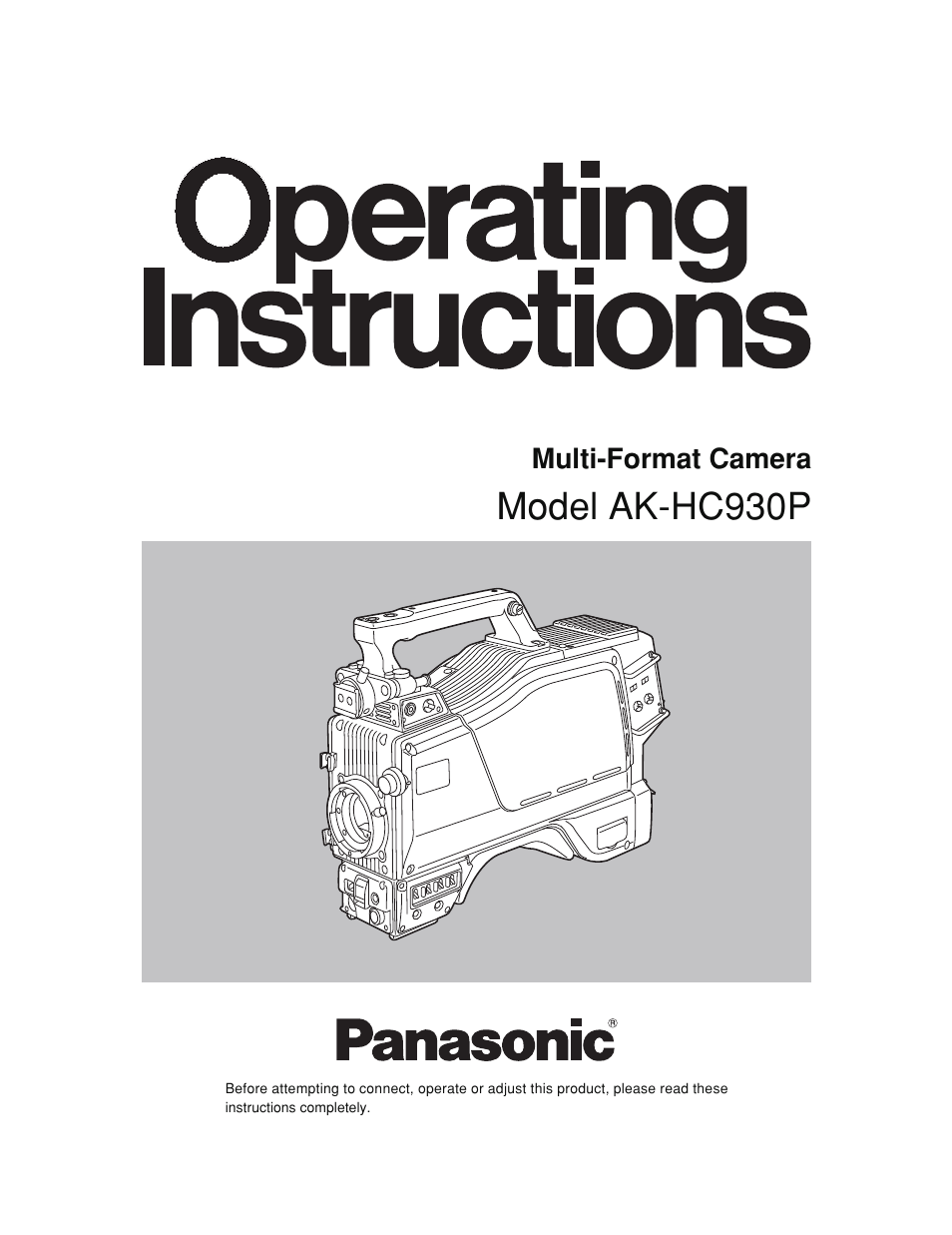 Panasonic AK-HC930P User Manual | 30 pages