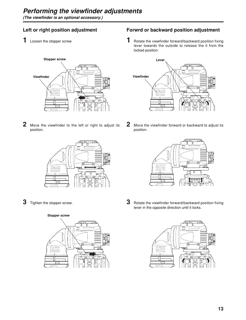 Performing the viewfinder adjustments | Panasonic AK-HC930P User Manual | Page 13 / 30