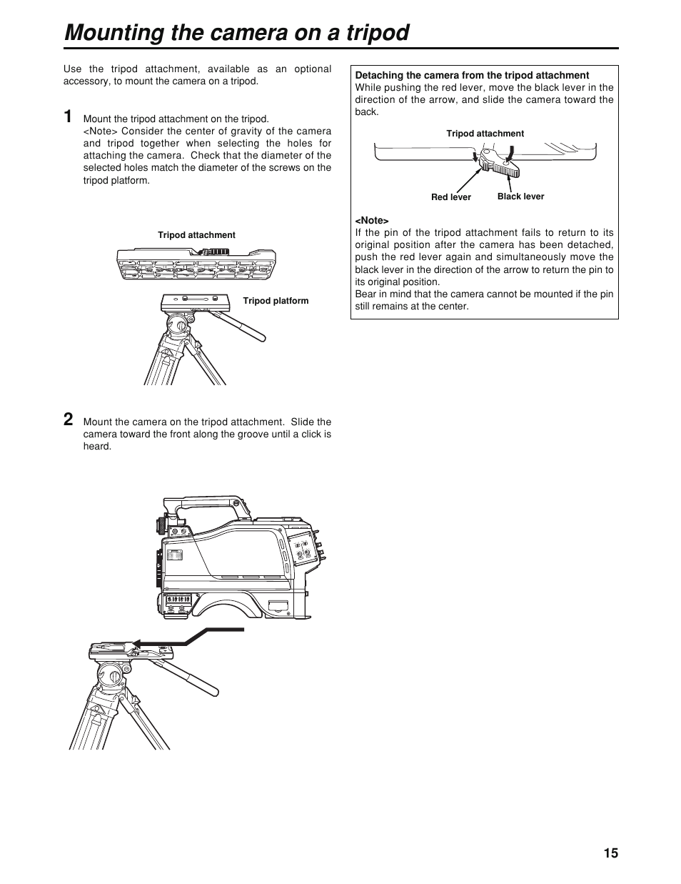Mounting the camera on a tripod | Panasonic AK-HC930P User Manual | Page 15 / 30