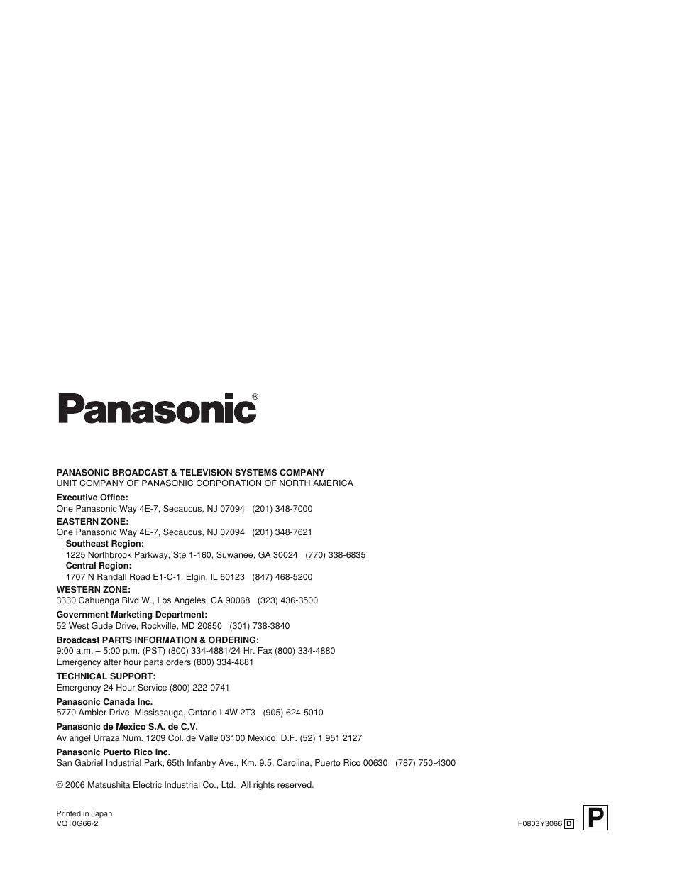Panasonic AK-HC930P User Manual | Page 30 / 30