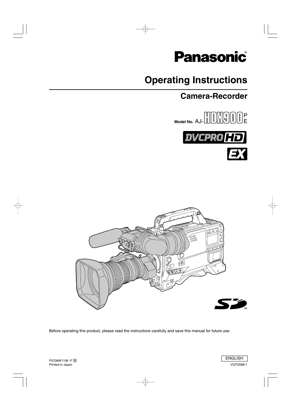 Panasonic AJ-HDX900E User Manual | 134 pages