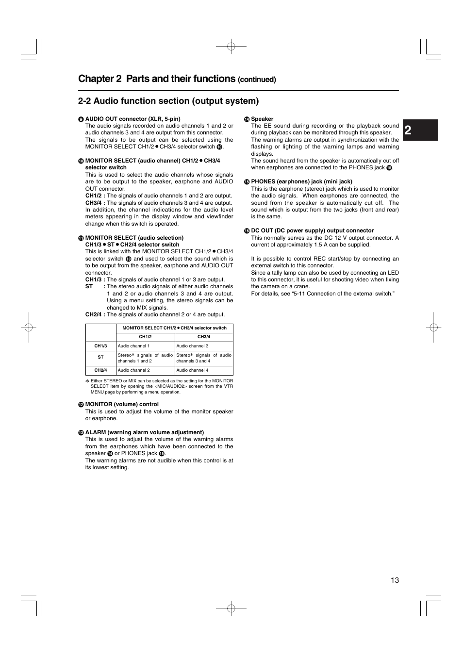 Chapter 2 parts and their functions, Continued) | Panasonic AJ-HDX900E User Manual | Page 13 / 134
