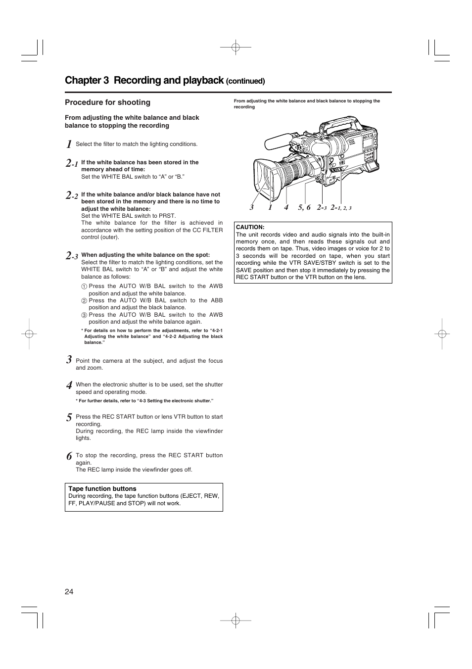 Chapter 3 recording and playback | Panasonic AJ-HDX900E User Manual | Page 24 / 134