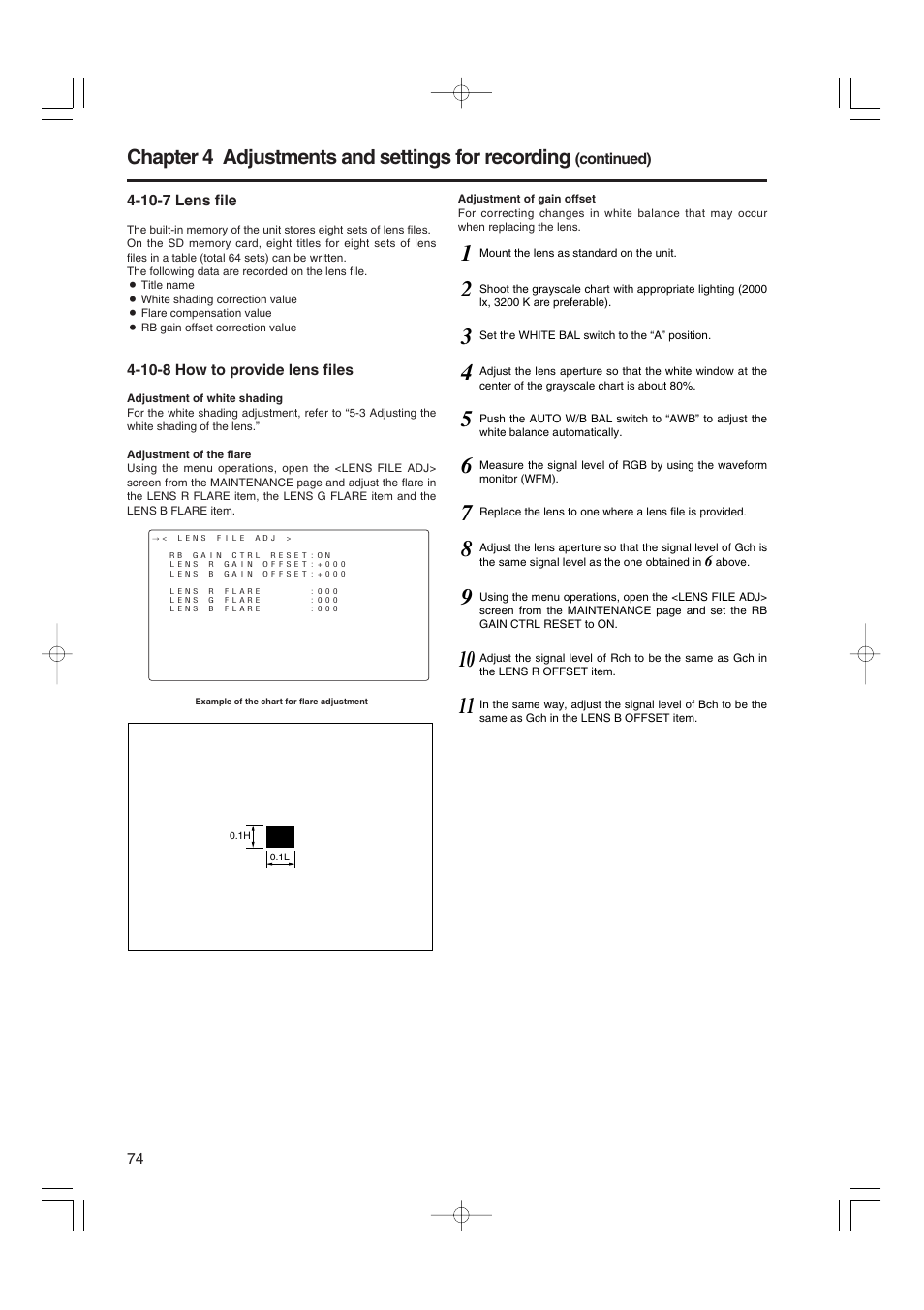 10-7 lens file, 10-8 how to provide lens files, 10-7 lens file 4-10-8 how to provide lens files | Chapter 4 adjustments and settings for recording | Panasonic AJ-HDX900E User Manual | Page 74 / 134
